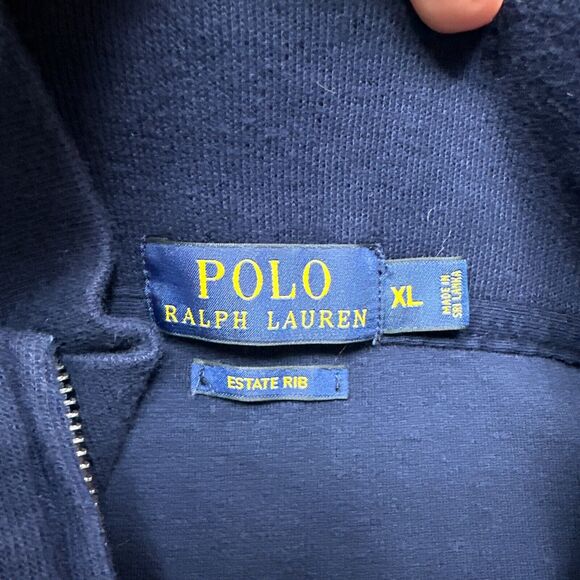 Polo Ralph Lauren‎ Sweater Mens XL Blue Estate Rib 1/4 Zip Small Pony Sweatshirt - Picture 5 of 9